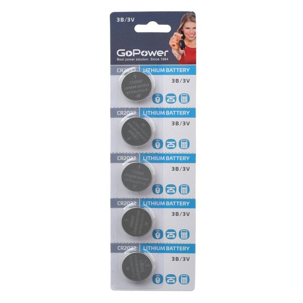 GoPower CR2032 Lithium Battery Дисковый литиевый элемент питания 3V BL5 купить по низкой цене | МАКСПРОФИТ